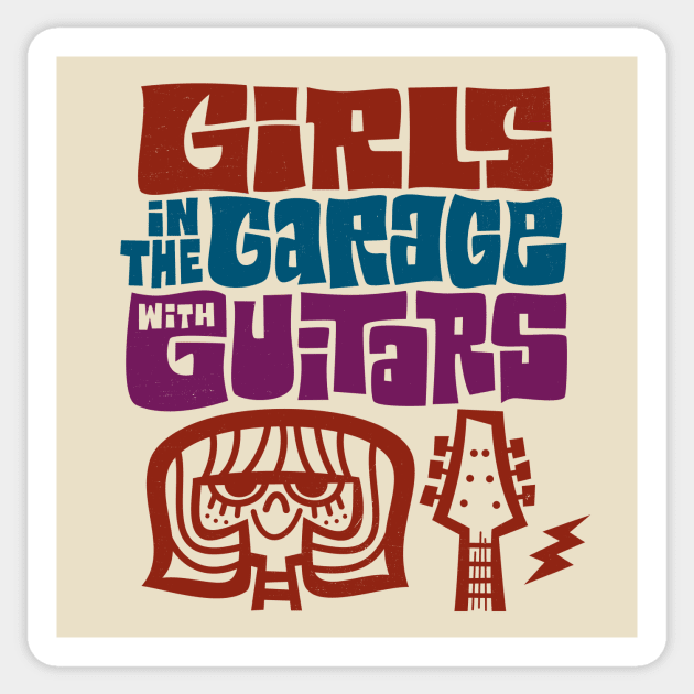 Girls In The Garage With Guitars Sticker by Jon Kelly Green Shop